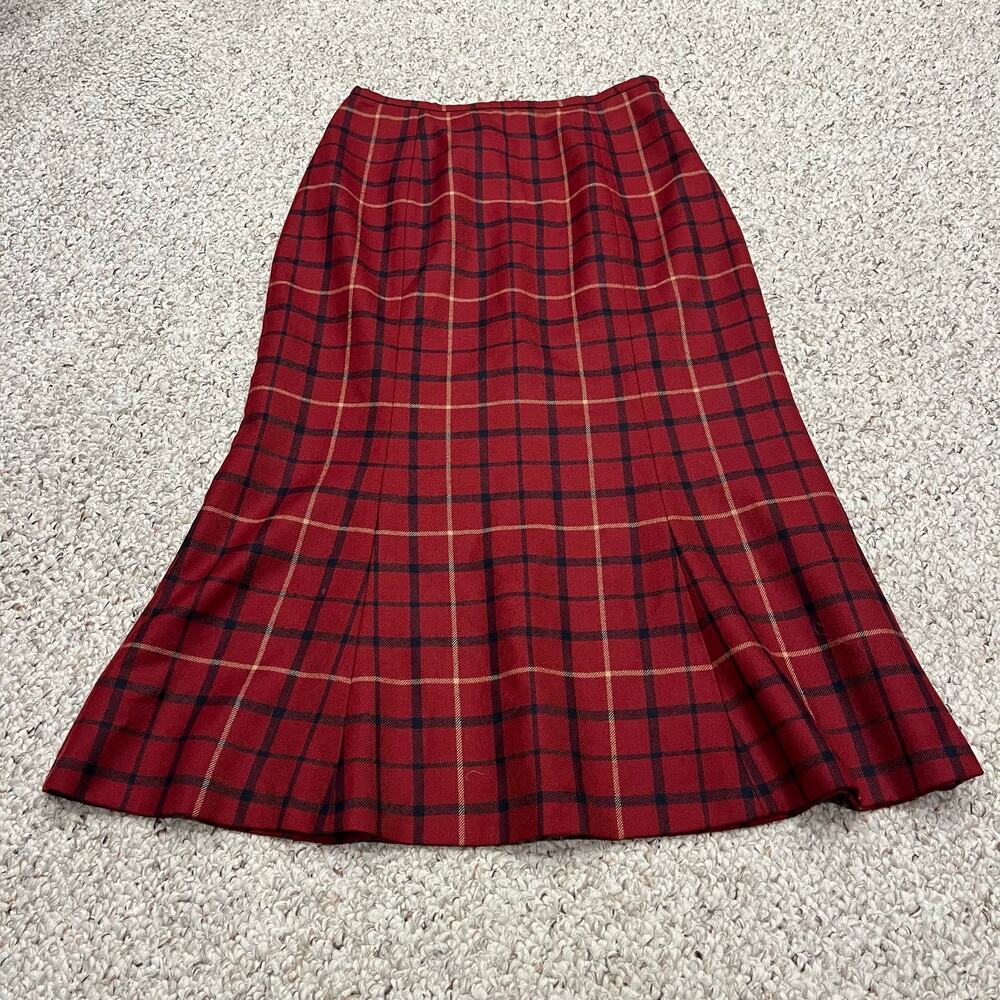 Brooks Brothers Red Plaid Flared A-Line Skirt